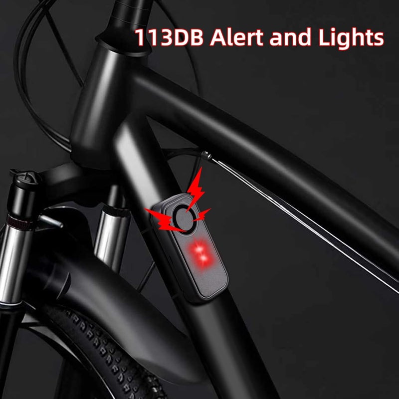 Rupse 113db Bike Alarm System, IP66 Waterproof and Anti-Theft car Vibration Alarm Sensor with LED Light and Remote Control, Suitable for Bicycles, Motorcycles, Cars, Doors and Windows, etc - Image 2
